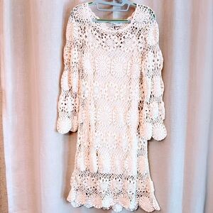 Trina Turk Crochet Overlay Dress w Detachable Slip | Cream | Women’s L